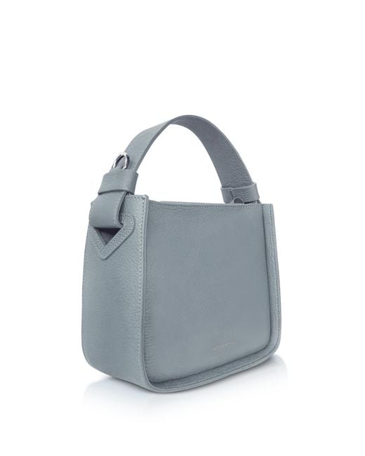 Le Parmentier Blue Duplo Small Hammered Leather Top Handle Bag