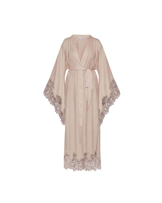 Avenue 8 Natural Neutrals Lace Detailed Maxi Robe