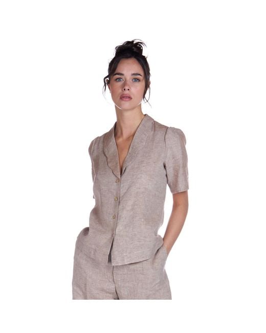 Sofia Tsereteli Brown Linen Shirt