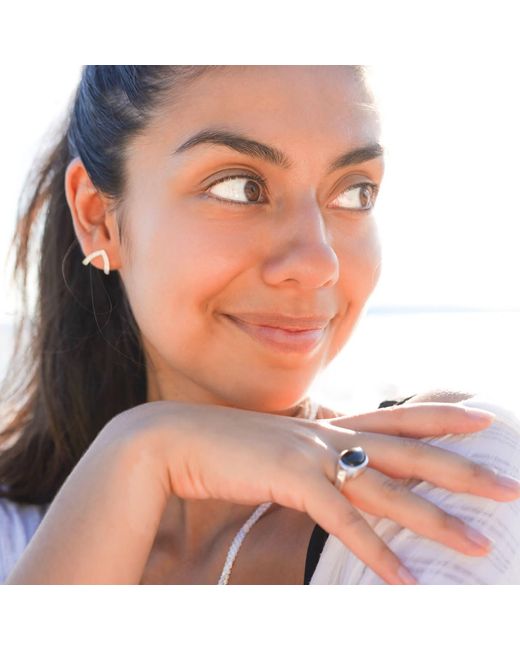 Lutiro Metallic Pave Cz Wishbone Studs