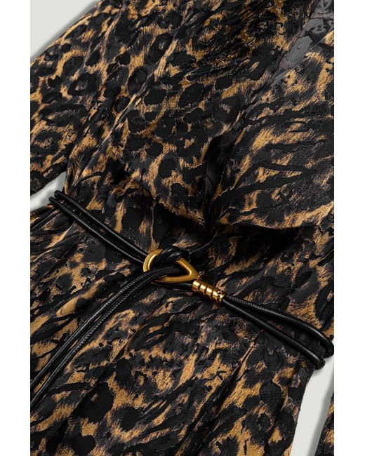 Nocturne Black Printed Leopard Belted Jacket