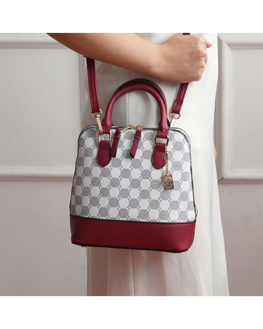 Mkf Collection - J'omor Red Marjorie Circular Print Satchel Bag
