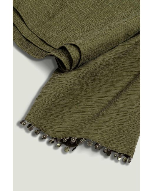 Nocturne Green Neutrals Cropped Boat-Neck Blouse