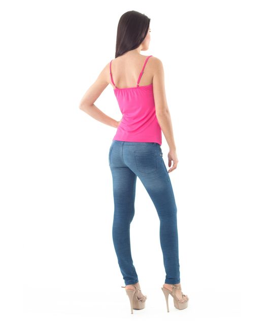 Conquista Pink Spaghetti Strap Keyhole Top