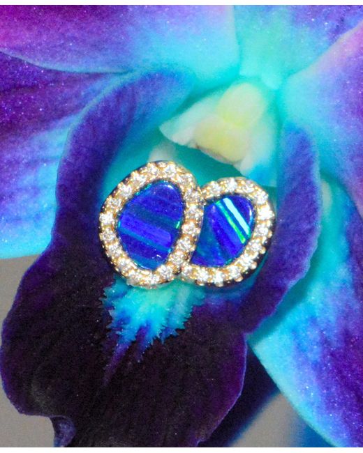 KAMARIA Blue Opal Pebble Stud Earrings