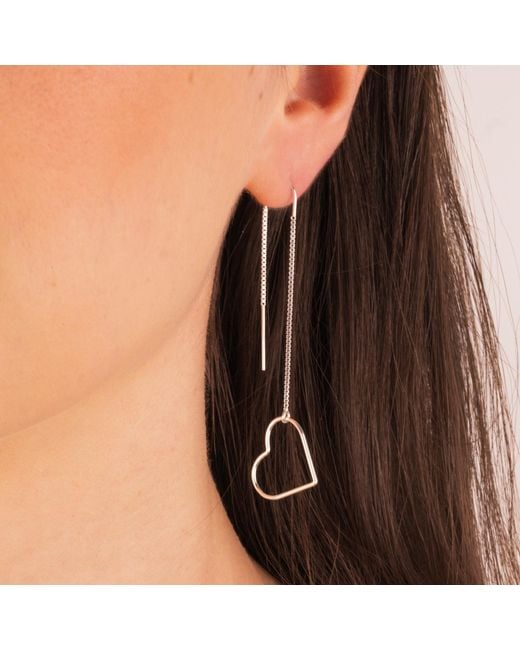 Oana Savu White Sterling Heart Dangle Chain Earrings