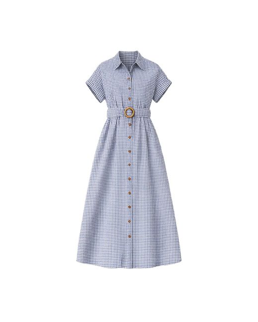 Yumi' Gingham Relaxed Shirt Dress With Matching Belt in Blue | Lyst Yumi' Gingham Relaxed Shirt Dress With Matching Belt in Blue | Lyst