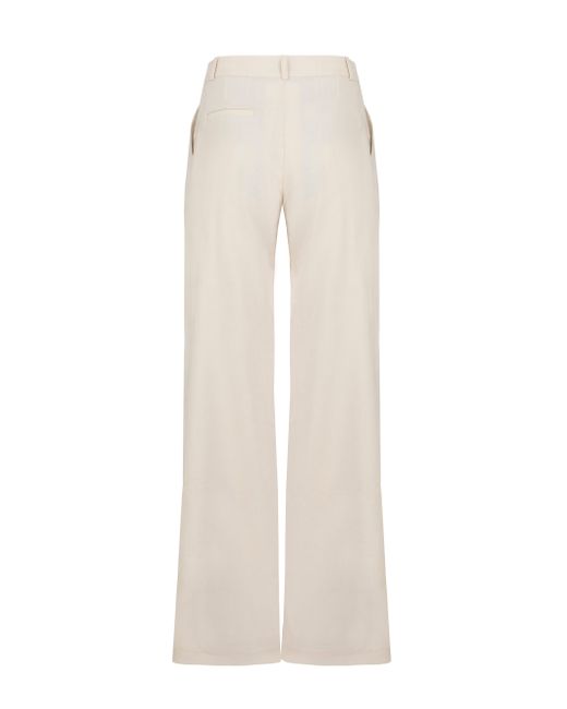 JAAF White Neutrals Tailored Wide-leg Pants In Sandy