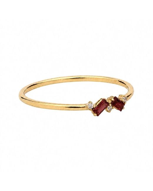 Belinda Jewelz Metallic Garnet Double Baguette Birthstone Ring