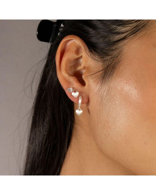 Claire Hill Designs Metallic Brushed Heart Huggie Hoops