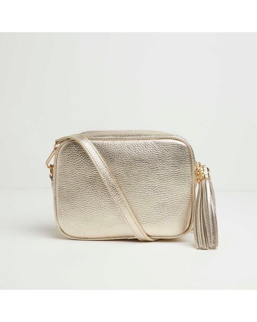 Betsy & Floss Metallic Verona Crossbody Tassel Bag With Dark Leopard Strap