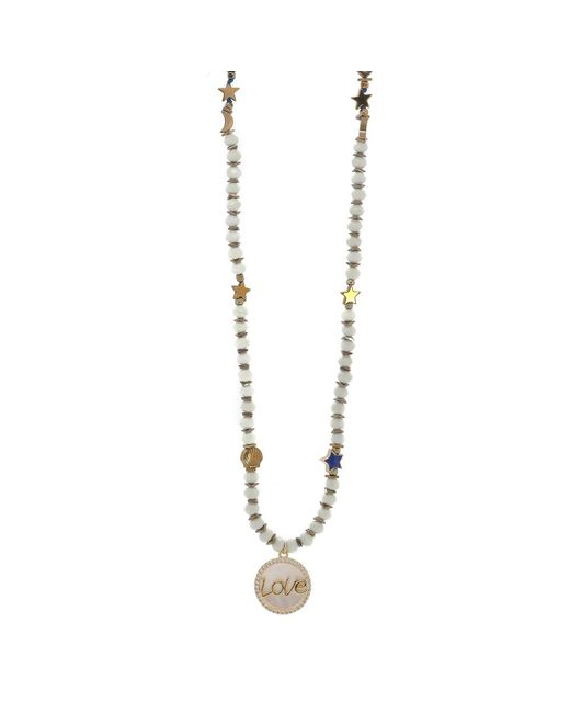 Ebru Jewelry Metallic Infinite Light Of Love Beaded Symbol Necklace