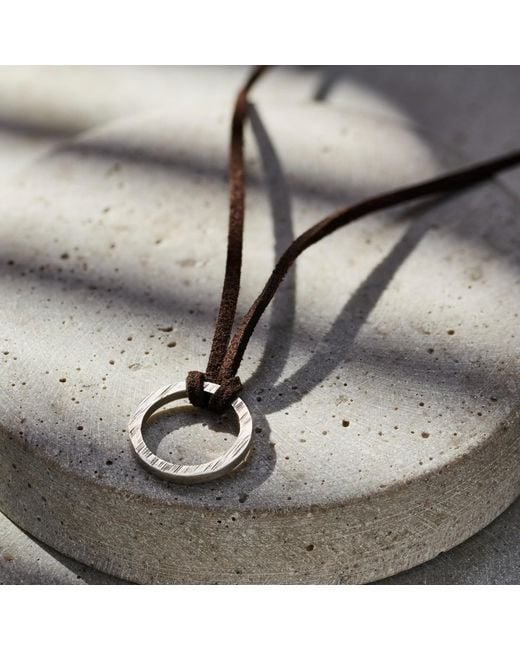 Posh Totty Designs Black Sterling Textured Quote Ring Leather Necklace for men