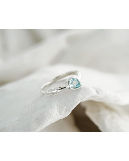 Isla Silver White Teardrop Topaz Ring