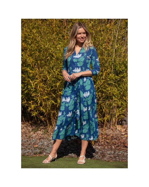 At Last Blue Cotton Chelsea Midi Dress