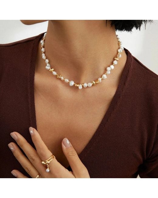 Angel Barocco Metallic Natural & Pearl Necklace