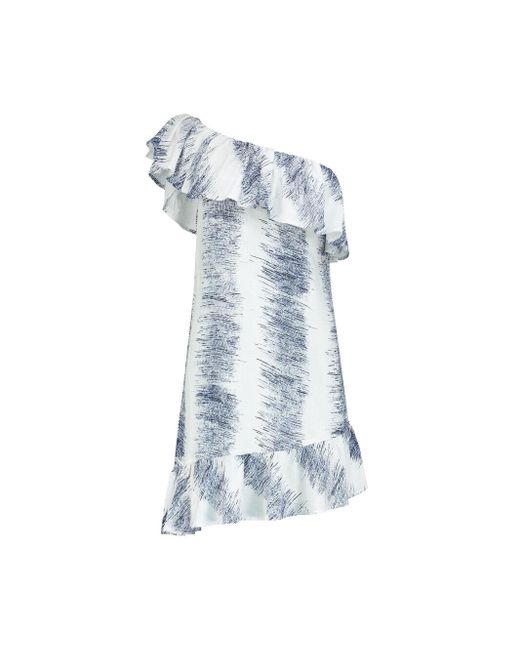 blonde gone rogue Blue Summer Escape Dress With Ruffles In Print