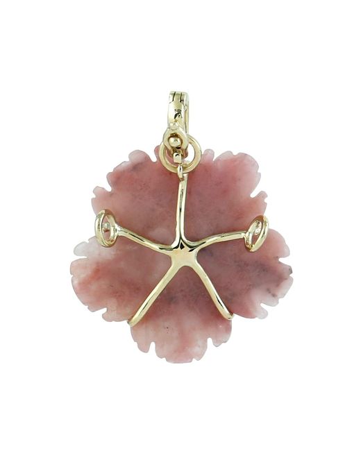 Artisan Brown 14K Carved Onyx & Garnet Flower Pendant