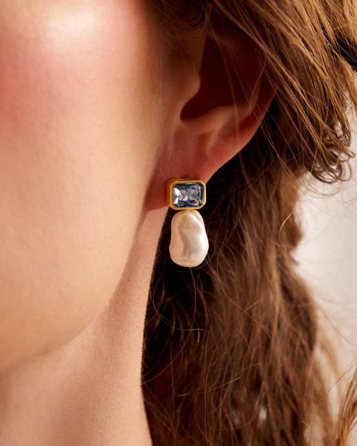 Kybele Studio White Bloom Drop Earrings