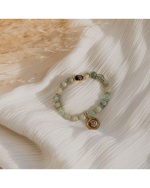 Seven Saints Blue Throat Chakra Aquamarine Activation Stretch Bracelet, Rhodium Plated