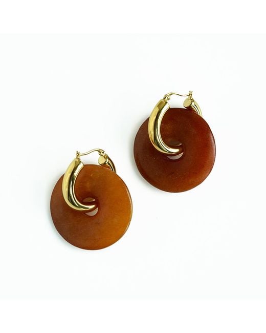 Edgar Navarro Jewelry Brown Edgar Navarro Agate Hoop Earrings