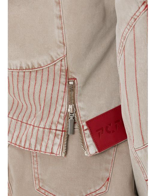 Pcfg Natural Neutrals Pure Cotton Faded Motorcycle Denim Jacket