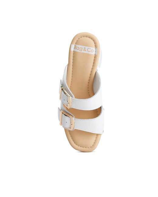 Rag & Co White Kenna Dual Buckle Strap Sandals
