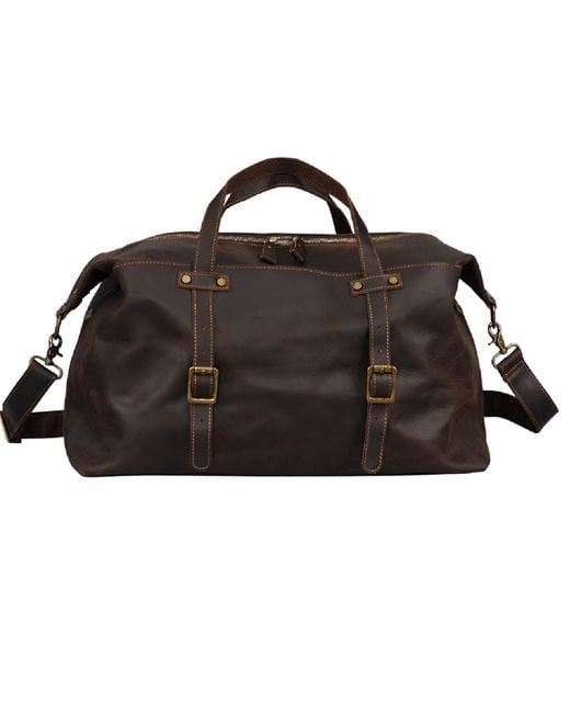 Touri Black Large Leather Weekender for men