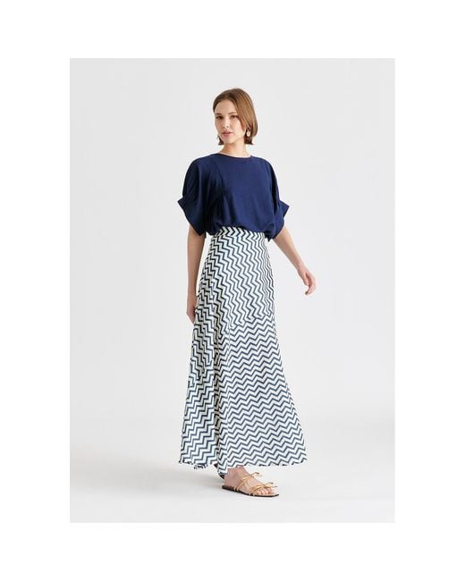 Paisie Blue Relaxed Fit Top With Back Bow Detail