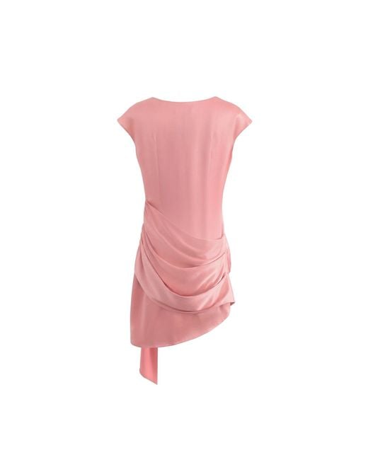 Aisl Pink Ruched Drape Cascade Mini Dress