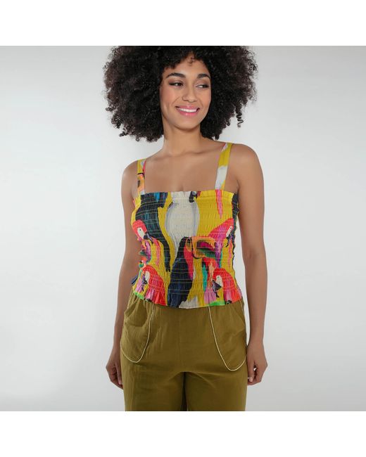 Nooki Design Green Maddie Bandeau Top In Yellow Mix