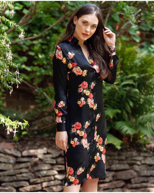 Sophie Cameron Davies Black Peony Silk Midi Dress