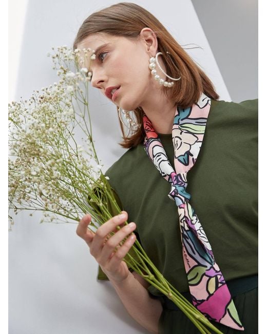 Lost Pattern Red Azalea Silk Skinny Scarf