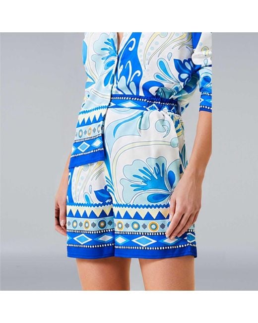 LOVEIST STORE Blue Trya Printed Elasticated Shorts