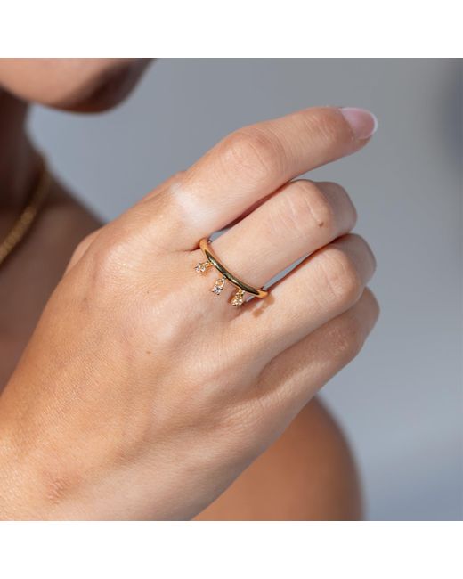 Lucy Quartermaine Metallic Tri Skinny Drip Ring With Topaz