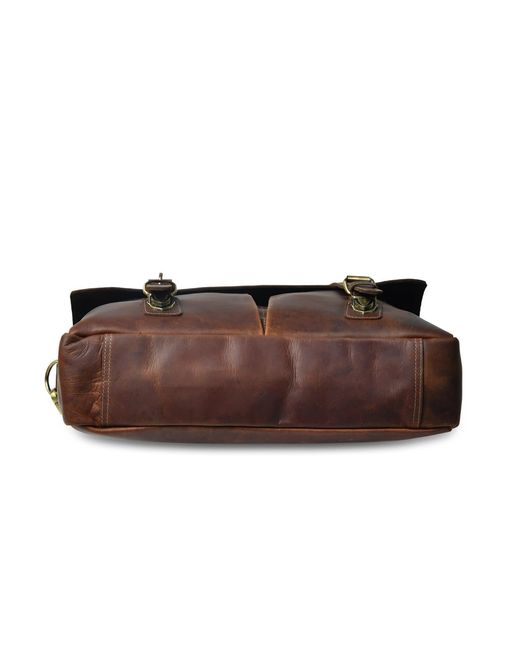 Dötch Leather Brown Abai Leather Messenger Laptop Bag for men