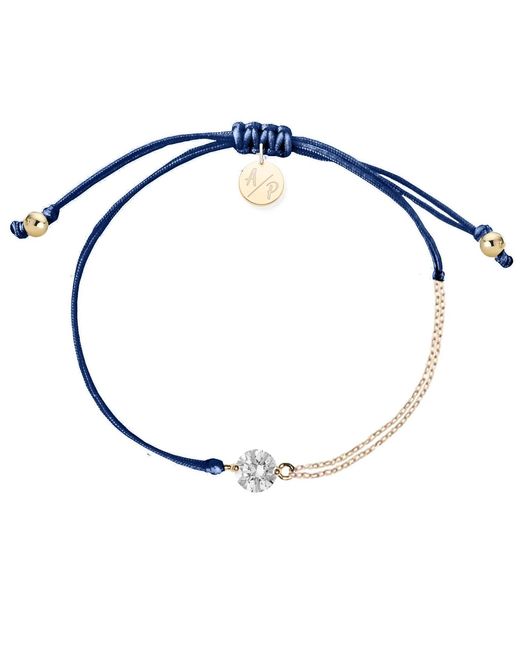 Adriana Pappas Designs Blue Cz Solitaire Bracelet On Colored Cord