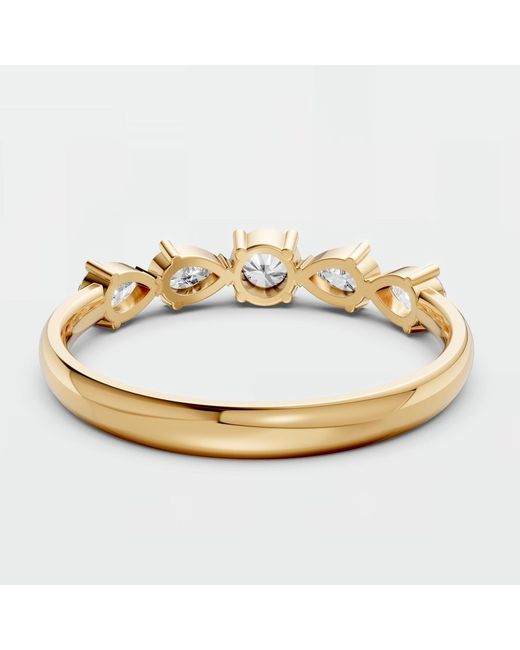 Aya Fine Jewelry Metallic Pear & Round Lab Diamond Five Stone Stackable Wedding Band Ring