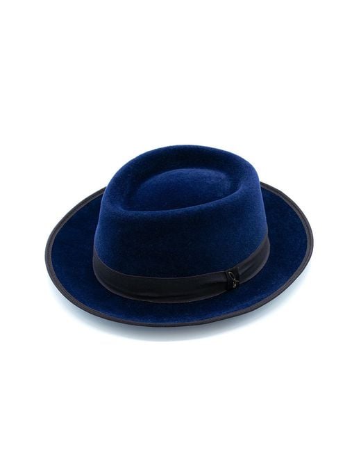 DORIA 1905 Blue Velour Lapin Felt Telescope Hat for men