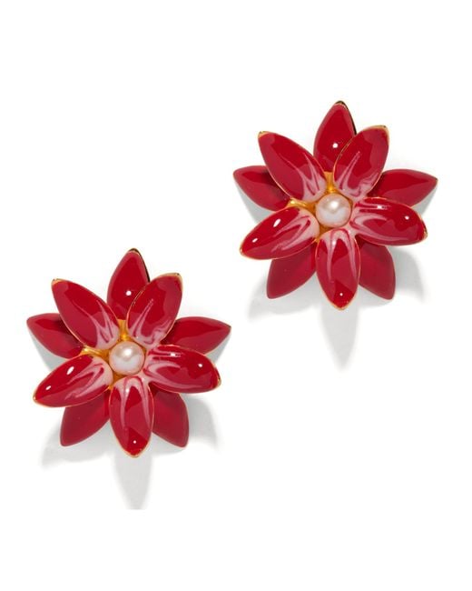The Pink Reef Orange Dahlia Hand Painted Floral Earring