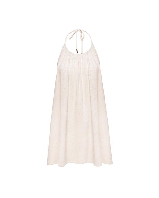 Mandragora White Neutrals Summer Dress With Open Back
