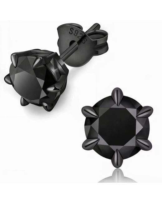 Jagged Halo Jewelry Black Diamond Stud Earrings