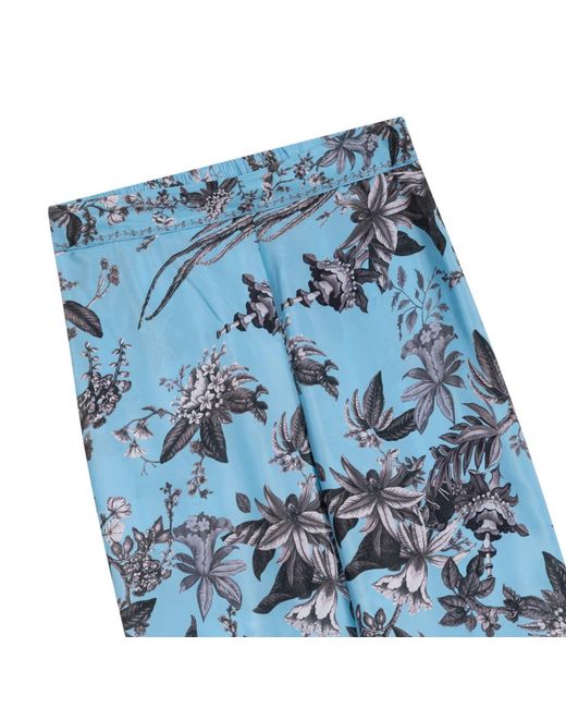 Niza Blue Trouser With Floral Print And Lace Details