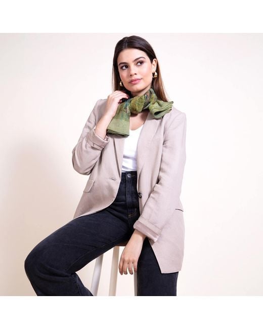 Alie Street London Green Amara Silk Wool Scarf Paradise Bloom