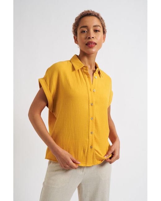 Louche Orange Abinaya Double Gauze Short Sleeved Shirt