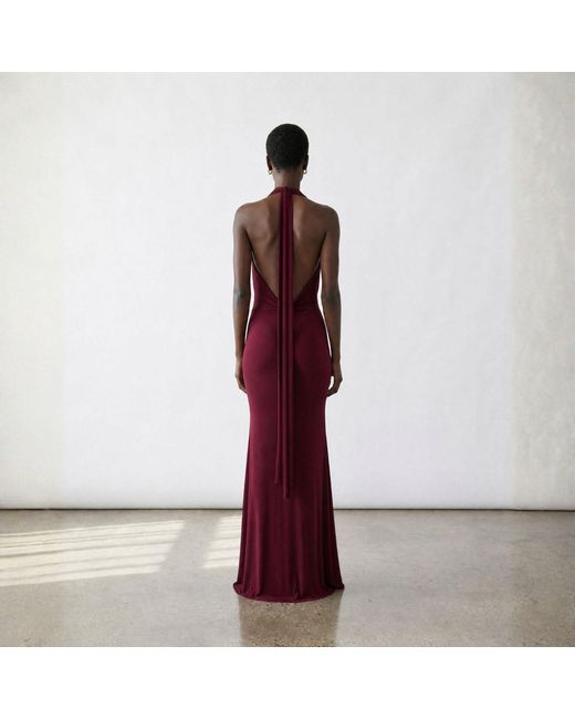 Alia Studio Red Frisson Maxi Dress