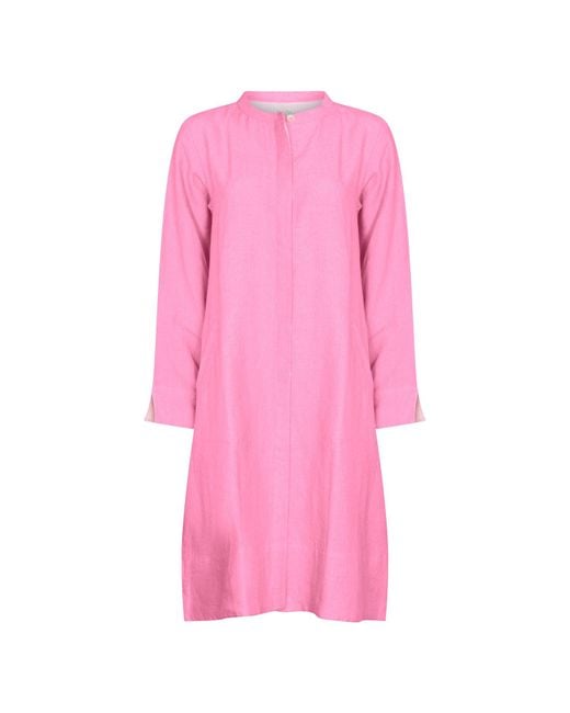 NoLoGo-chic Pink Super Mix Coat Dress Linen Raspberry