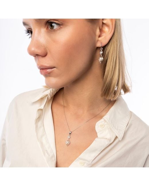 Spero London Metallic Sterling Rhombus 3D Pearl Necklace