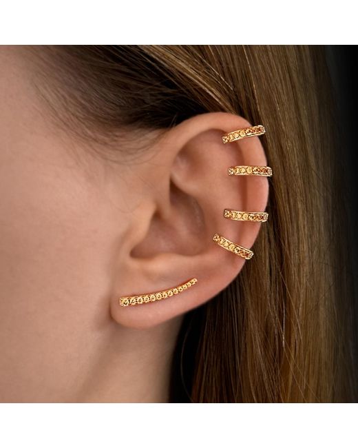 SALLY SKOUFIS Metallic Naked Ear Climber With Made Champagne Diamonds
