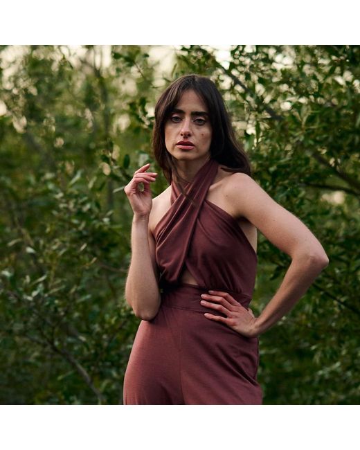 Italia A Collection Red Mocha Glam Jumpsuit